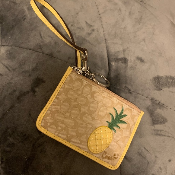 Coach Handbags - SOLD Coach Mini Skinny Pineapple Coin Purse key wristlet patent leather F47470